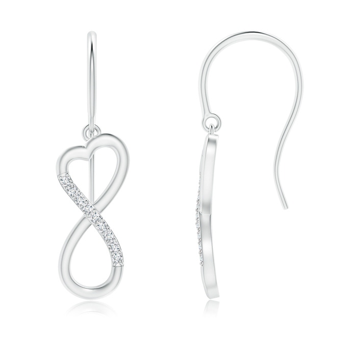 0.9mm GVS2 Diamond Infinity Heart Dangle Earrings in White Gold 