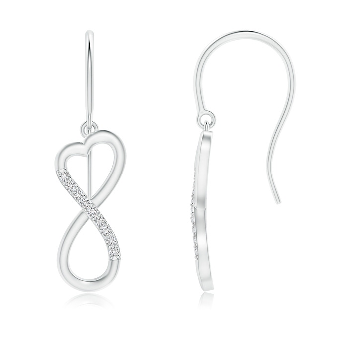 0.9mm HSI2 Diamond Infinity Heart Dangle Earrings in 10K White Gold 