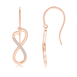 0.9mm HSI2 Diamond Infinity Heart Dangle Earrings in Rose Gold