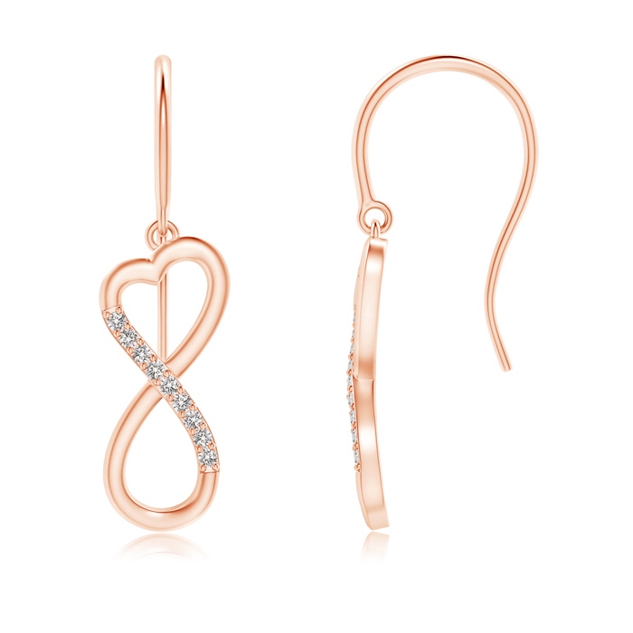 0.9mm IJI1I2 Diamond Infinity Heart Dangle Earrings in 9K Rose Gold 