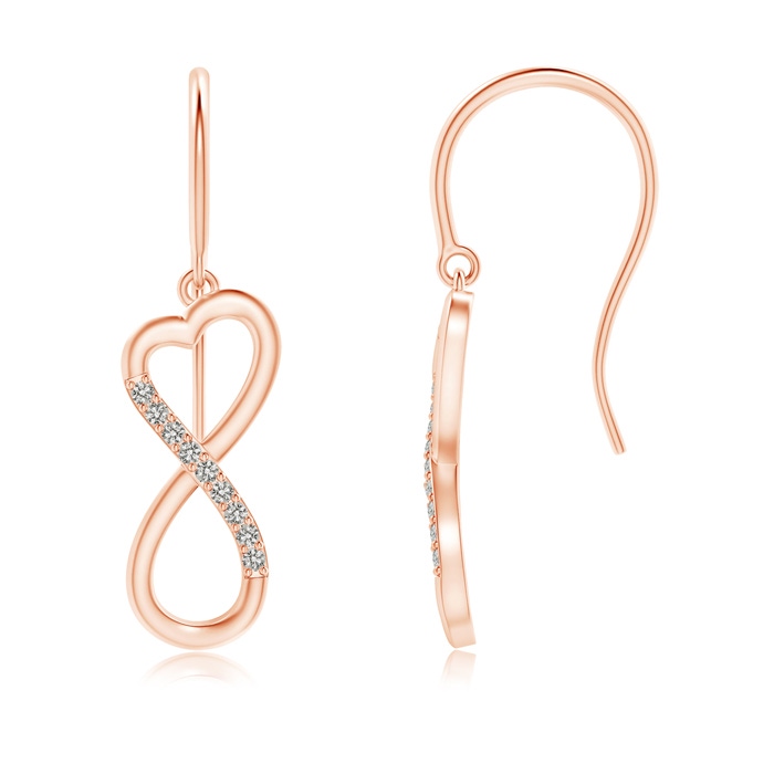 0.9mm KI3 Diamond Infinity Heart Dangle Earrings in 9K Rose Gold 