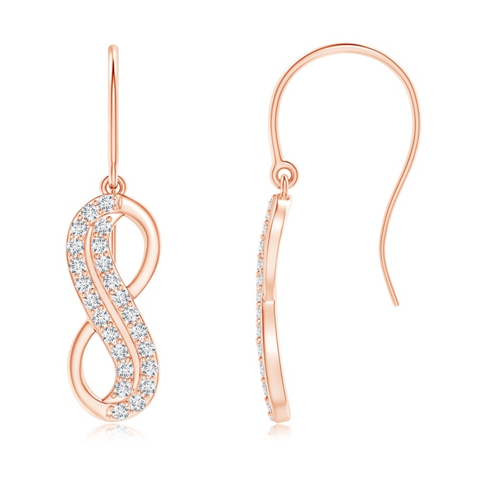 1mm GVS2 Twin-Row Diamond Infinity Dangle Earrings in Rose Gold