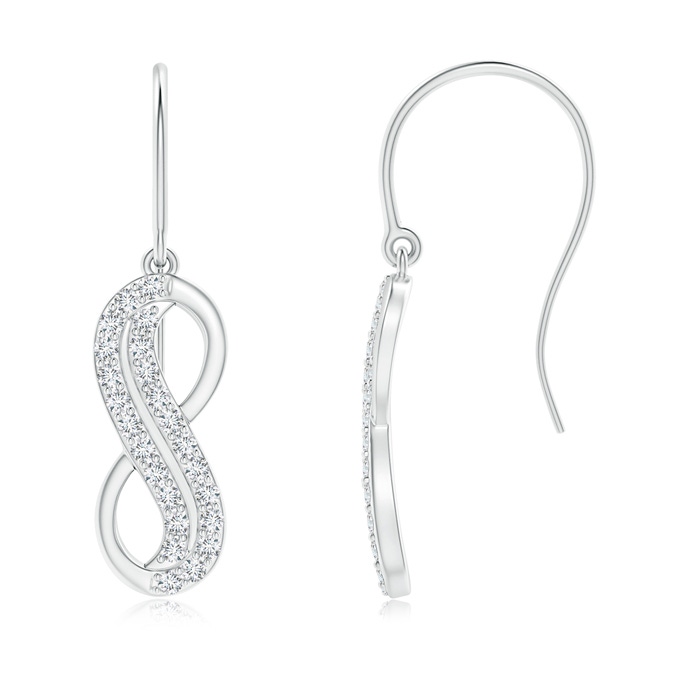 1mm GVS2 Twin-Row Diamond Infinity Dangle Earrings in White Gold