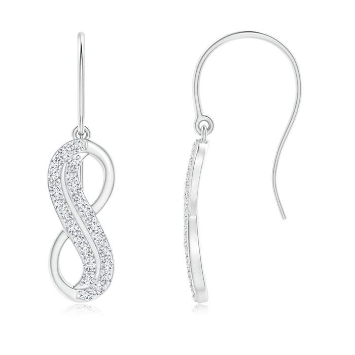 1mm GVS2 Twin-Row Diamond Infinity Dangle Earrings in White Gold 