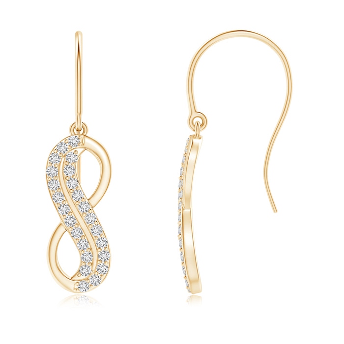 1mm HSI2 Twin-Row Diamond Infinity Dangle Earrings in Yellow Gold