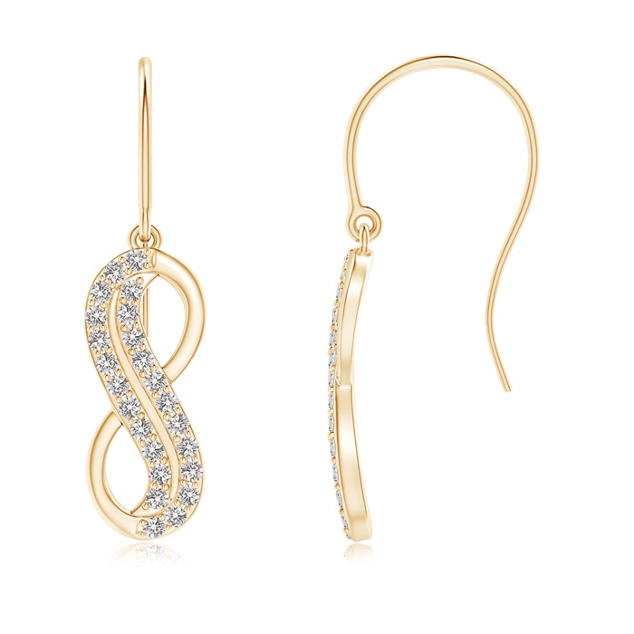 1mm IJI1I2 Twin-Row Diamond Infinity Dangle Earrings in Yellow Gold 