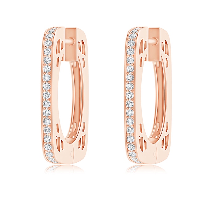1.15mm GVS2 Pavé-Set Diamond Square Hoop Earrings in Rose Gold 