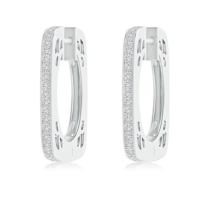 1.15mm HSI2 Pavé-Set Diamond Square Hoop Earrings in White Gold 