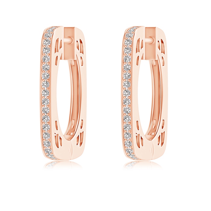 1.15mm IJI1I2 Pavé-Set Diamond Square Hoop Earrings in Rose Gold 