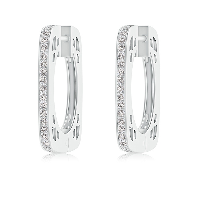 1.15mm IJI1I2 Pavé-Set Diamond Square Hoop Earrings in White Gold 