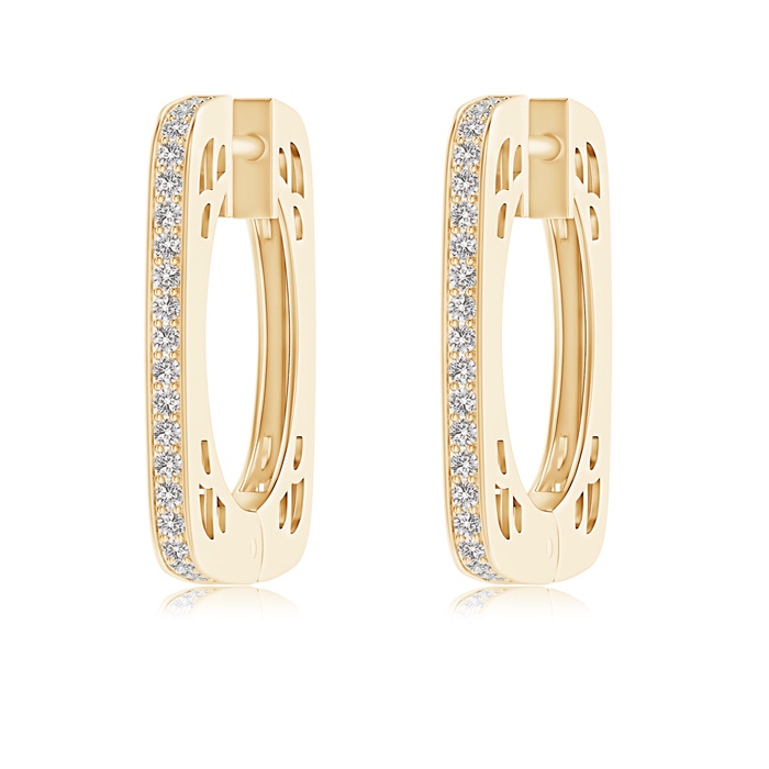 1.15mm IJI1I2 Pavé-Set Diamond Square Hoop Earrings in Yellow Gold 
