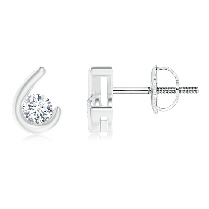 3.2mm GVS2 Semi Bezel-Set Diamond Solitaire Stud Earrings in White Gold