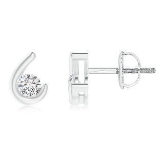 3.2mm HSI2 Semi Bezel-Set Diamond Solitaire Stud Earrings in White Gold