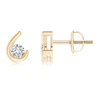 3.2mm HSI2 Semi Bezel-Set Diamond Solitaire Stud Earrings in Yellow Gold