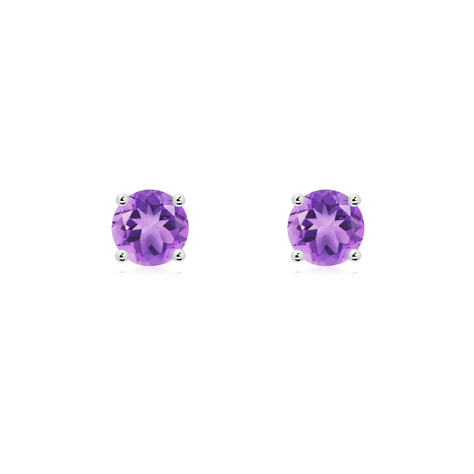 5mm A Basket-Set Round Amethyst Studs in White Gold 