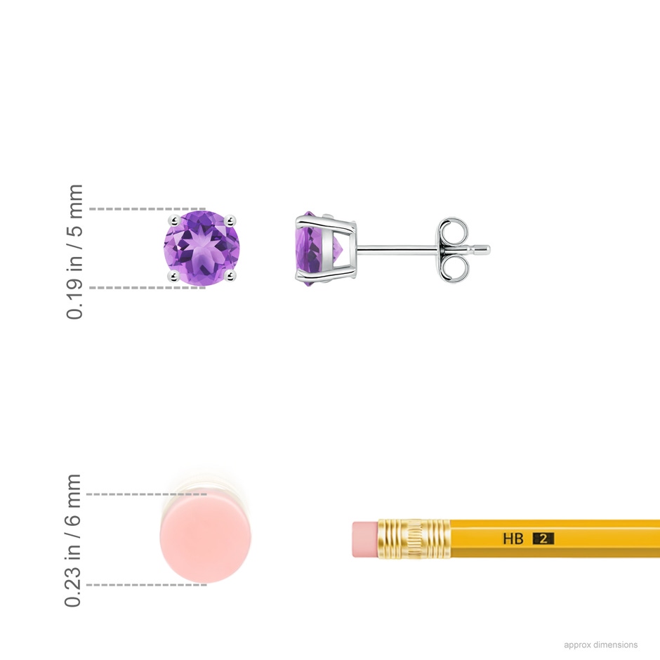 5mm A Basket-Set Round Amethyst Studs in White Gold ruler
