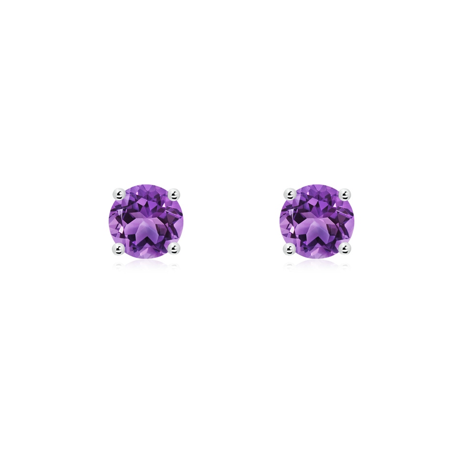 5mm AA Basket-Set Round Amethyst Studs in White Gold 