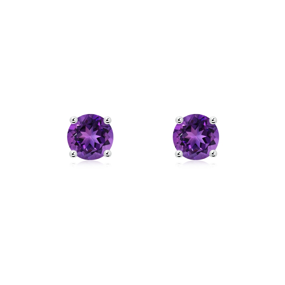 5mm AAAA Basket-Set Round Amethyst Studs in P950 Platinum 