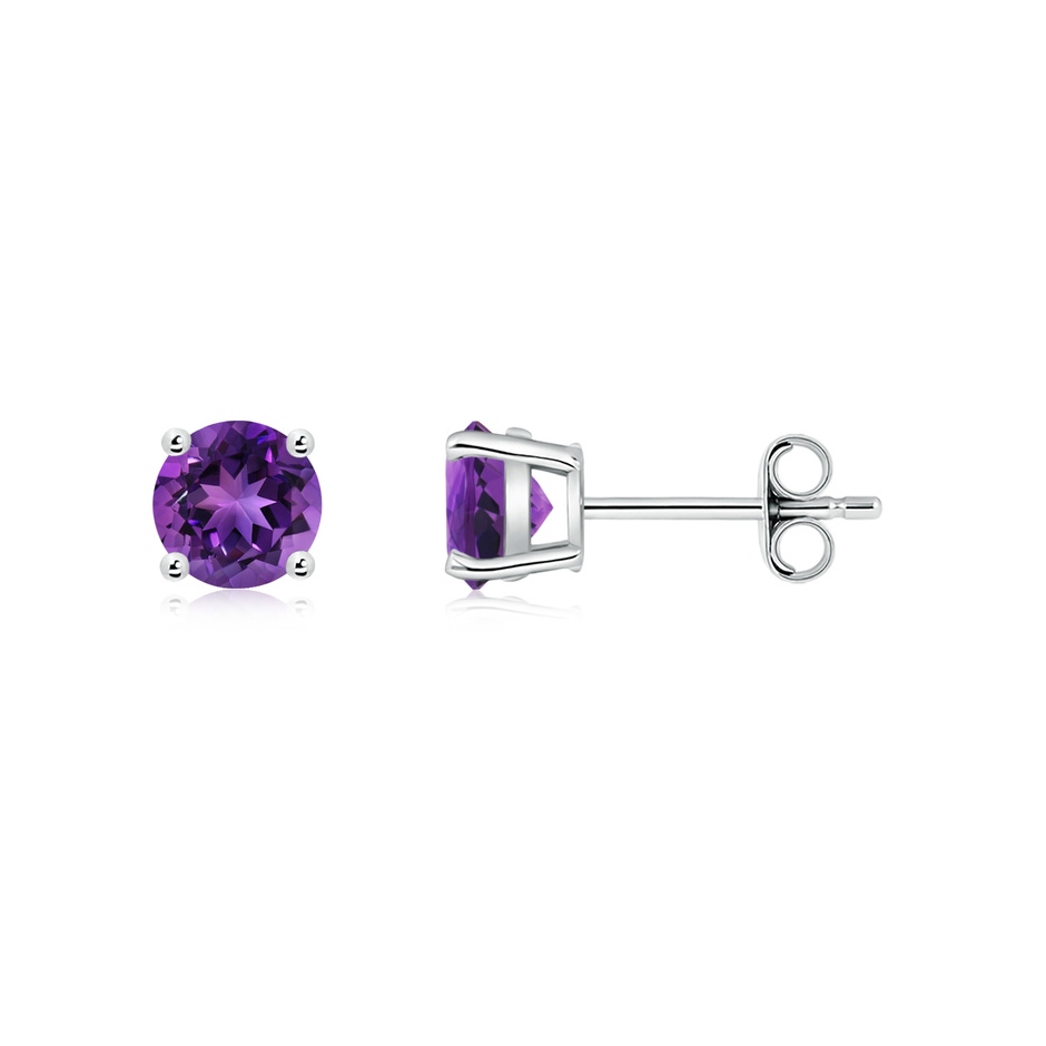 5mm AAAA Basket-Set Round Amethyst Studs in P950 Platinum side 199