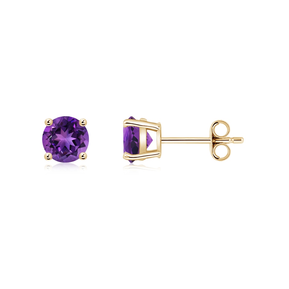 5mm AAAA Basket-Set Round Amethyst Studs in Yellow Gold side 199