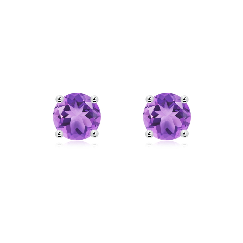 6mm A Basket-Set Round Amethyst Studs in White Gold 