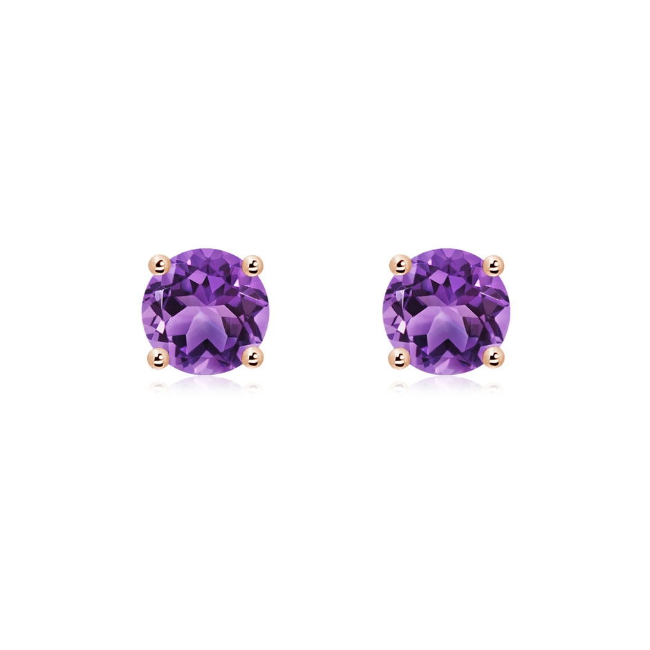 6mm AA Basket-Set Round Amethyst Studs in Rose Gold 