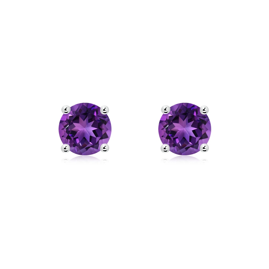 6mm AAAA Basket-Set Round Amethyst Studs in White Gold 