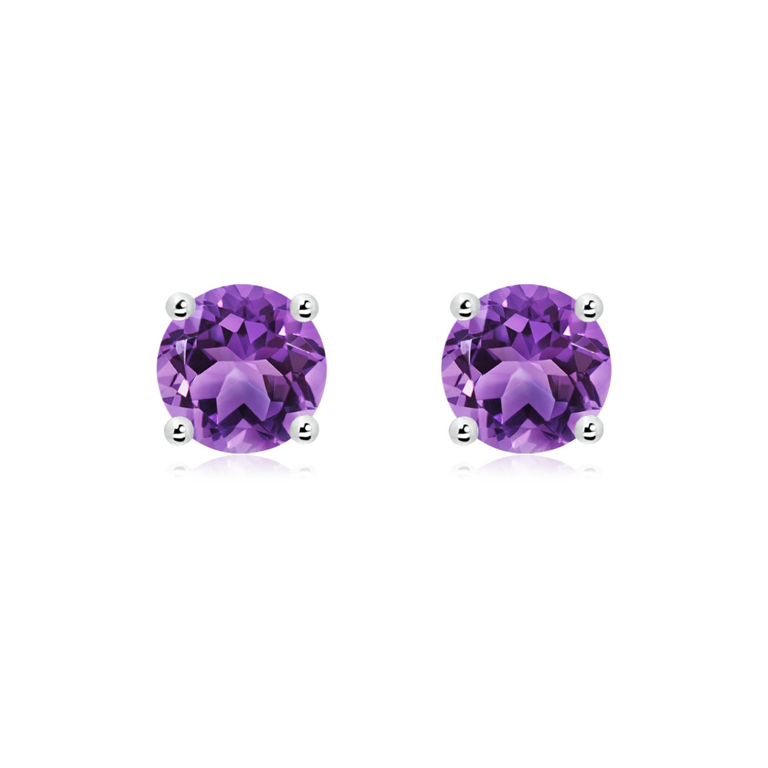 7mm AA Basket-Set Round Amethyst Studs in P950 Platinum