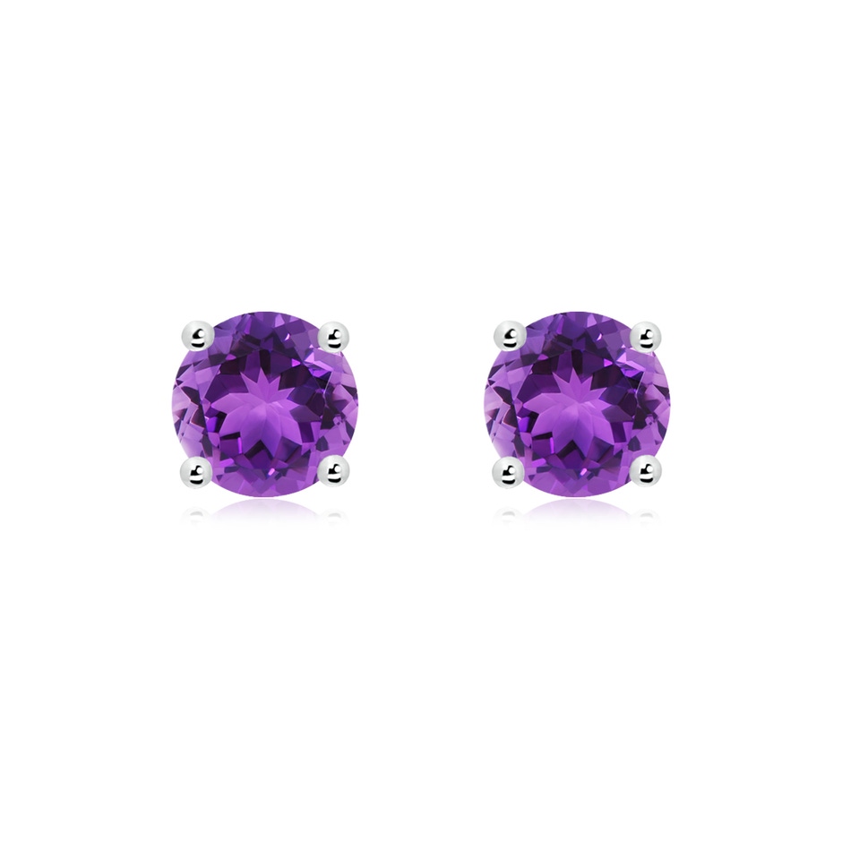 7mm AAA Basket-Set Round Amethyst Studs in S999 Silver 