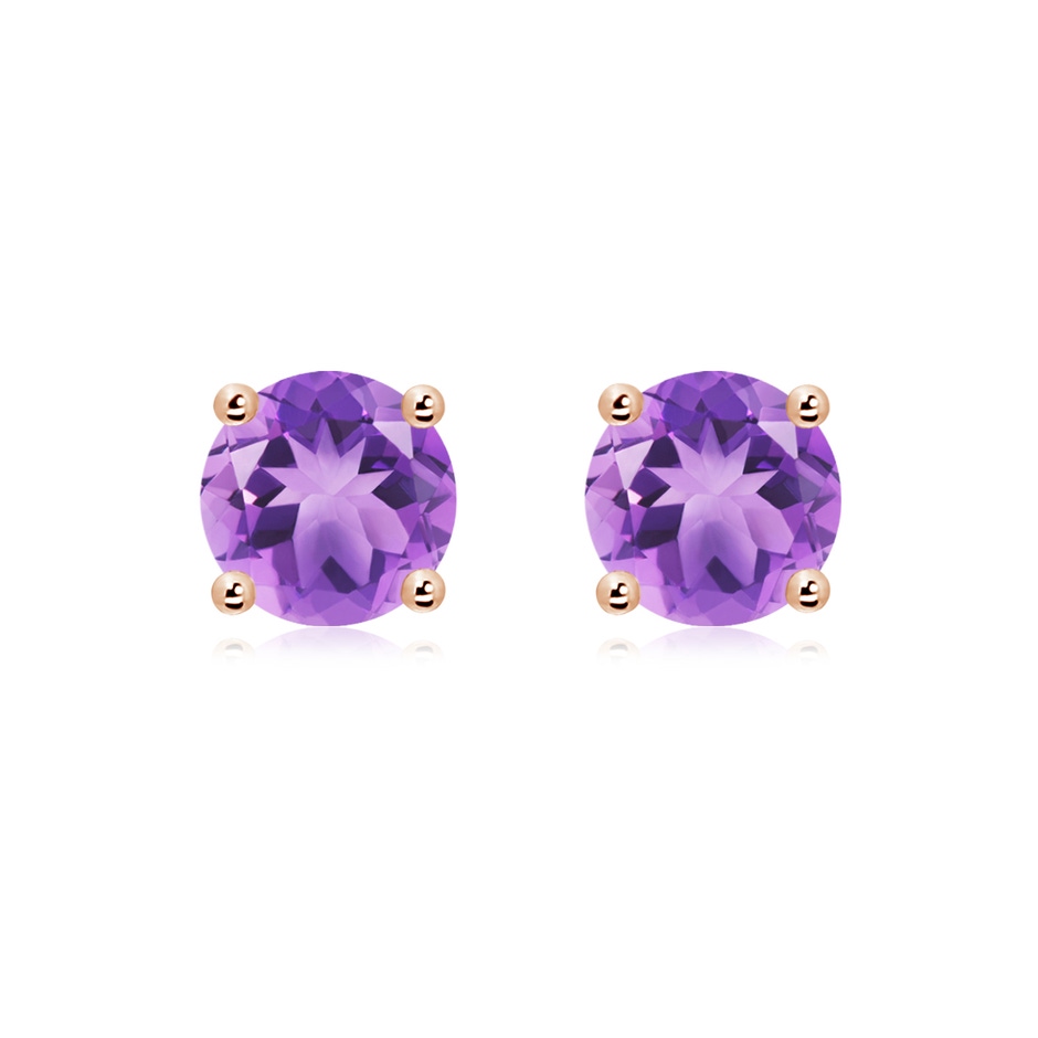 8mm A Basket-Set Round Amethyst Studs in Rose Gold 