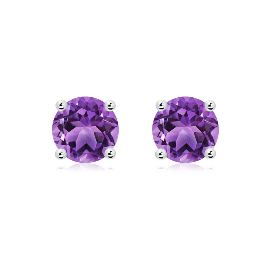 8mm AA Basket-Set Round Amethyst Studs in P950 Platinum 