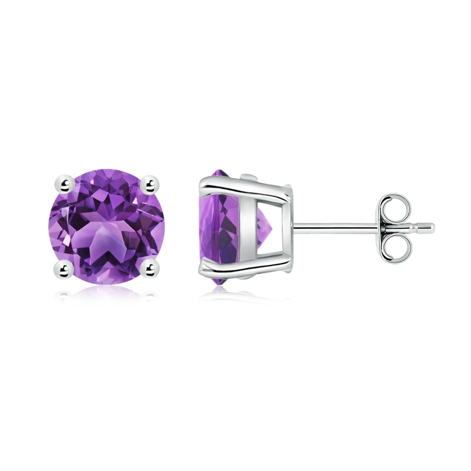 8mm AA Basket-Set Round Amethyst Studs in P950 Platinum side 199