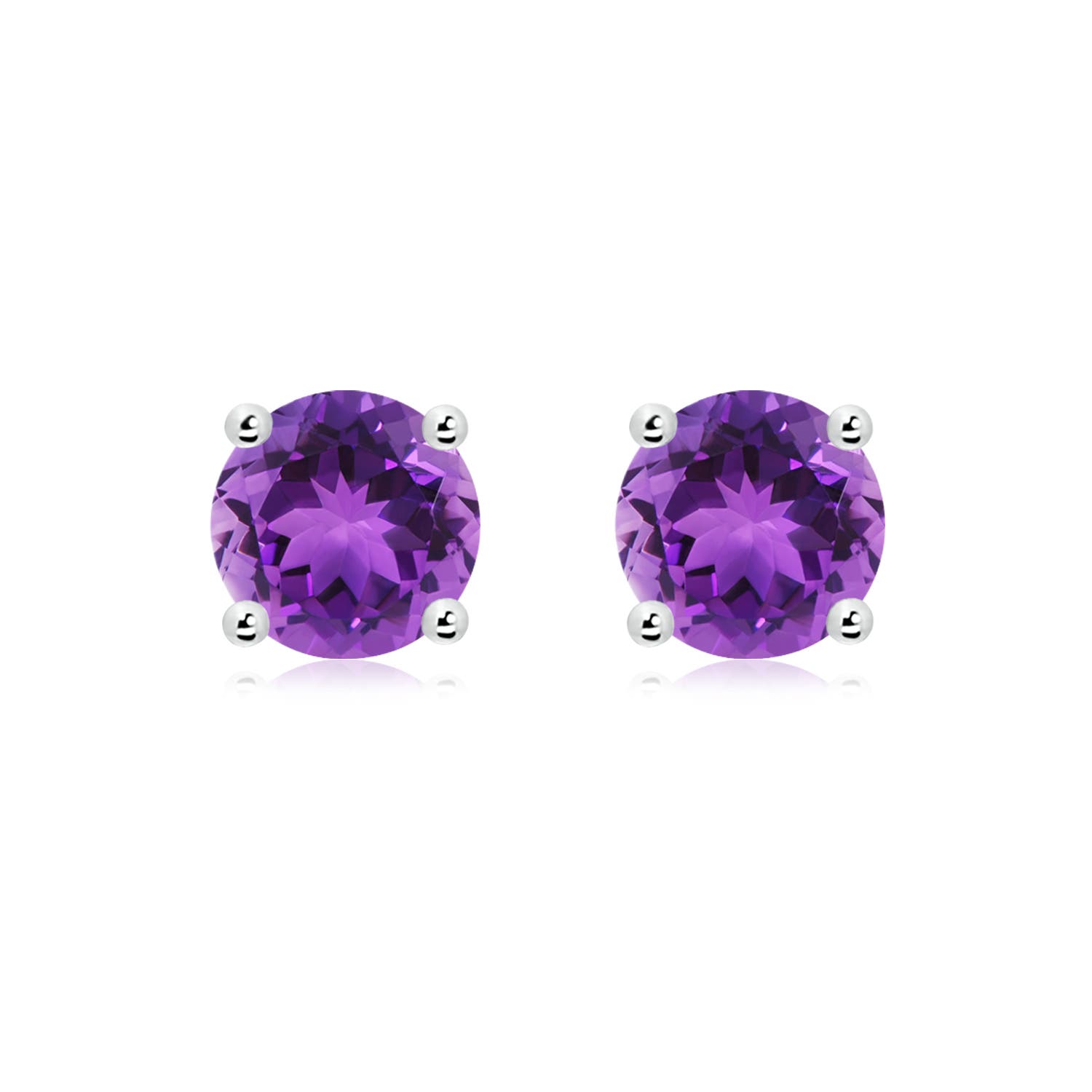 8mm AAA Basket-Set Round Amethyst Studs in P950 Platinum