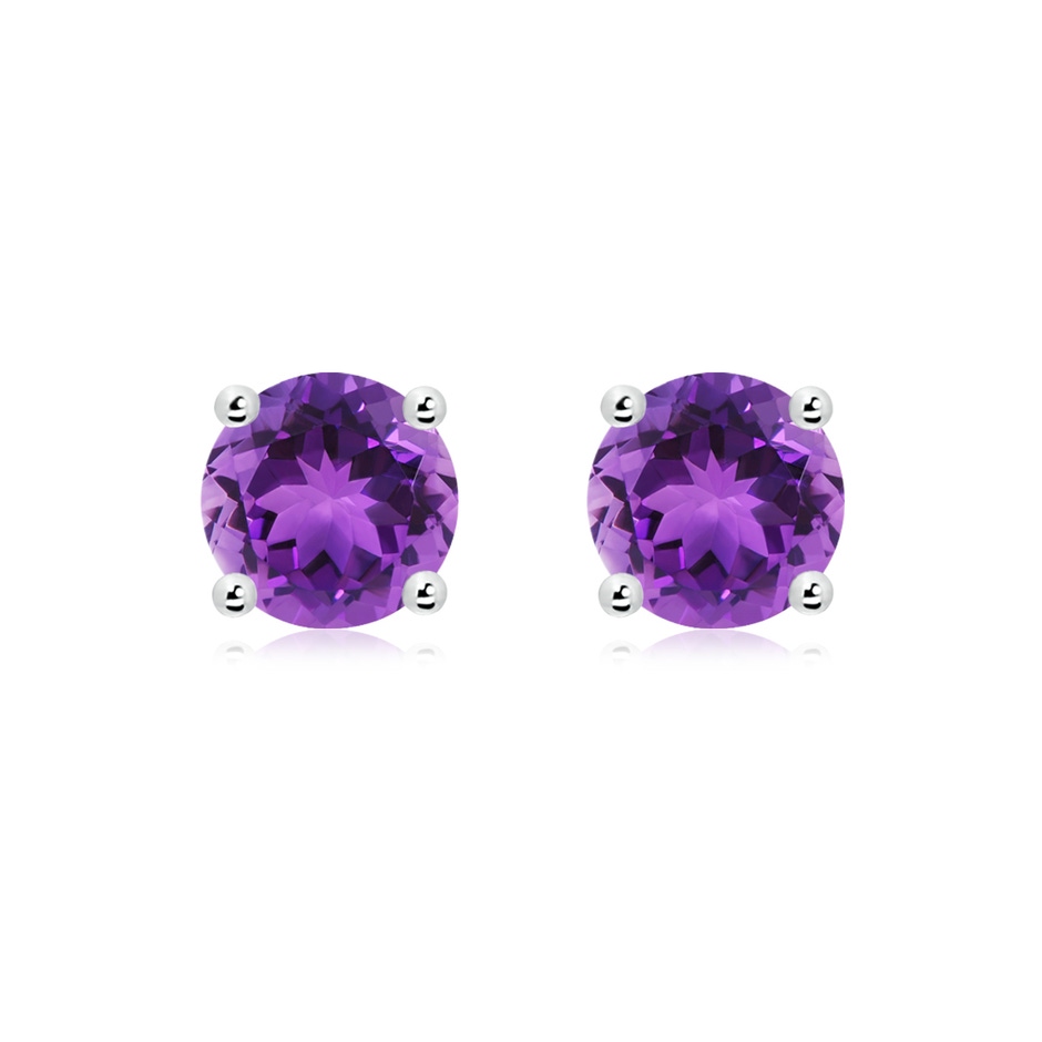 8mm AAA Basket-Set Round Amethyst Studs in S999 Silver 