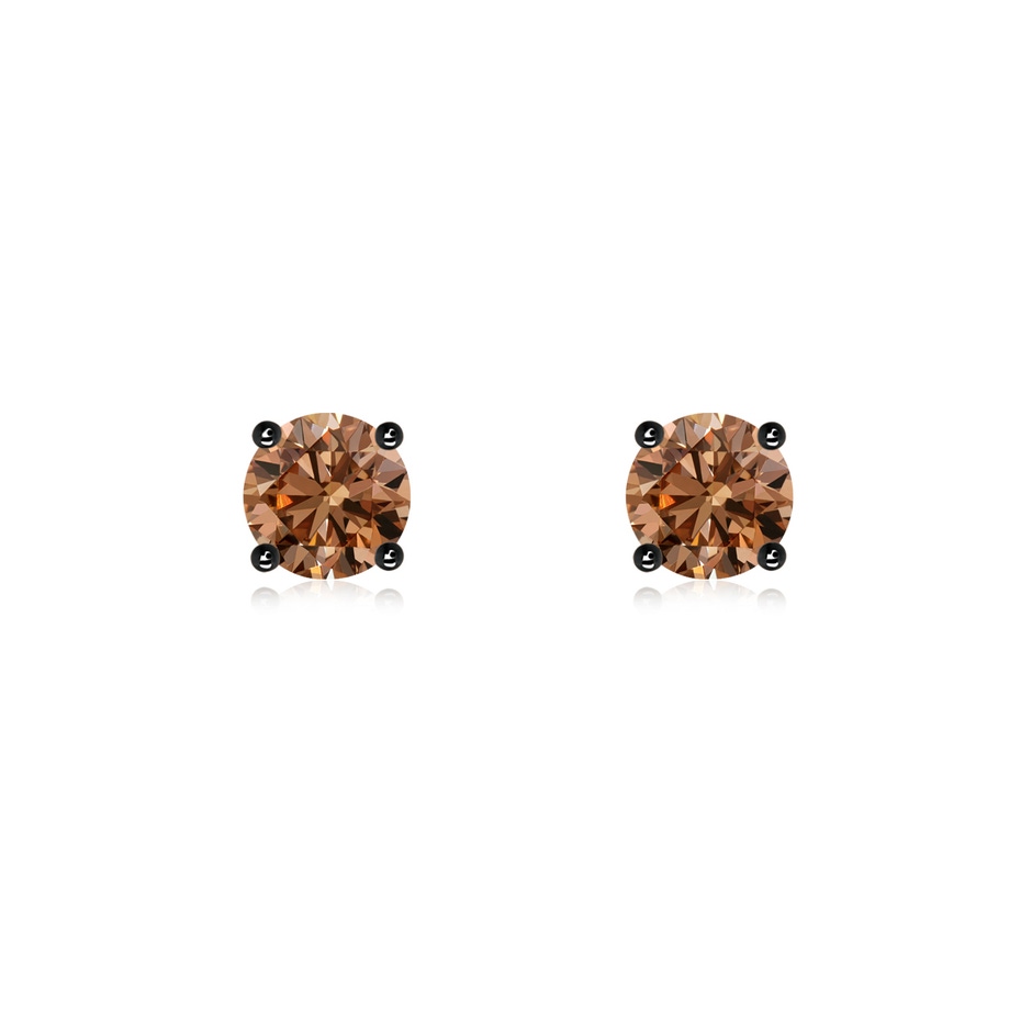 5mm AAAA Basket-Set Round Brown Diamond Studs in Rose Gold 