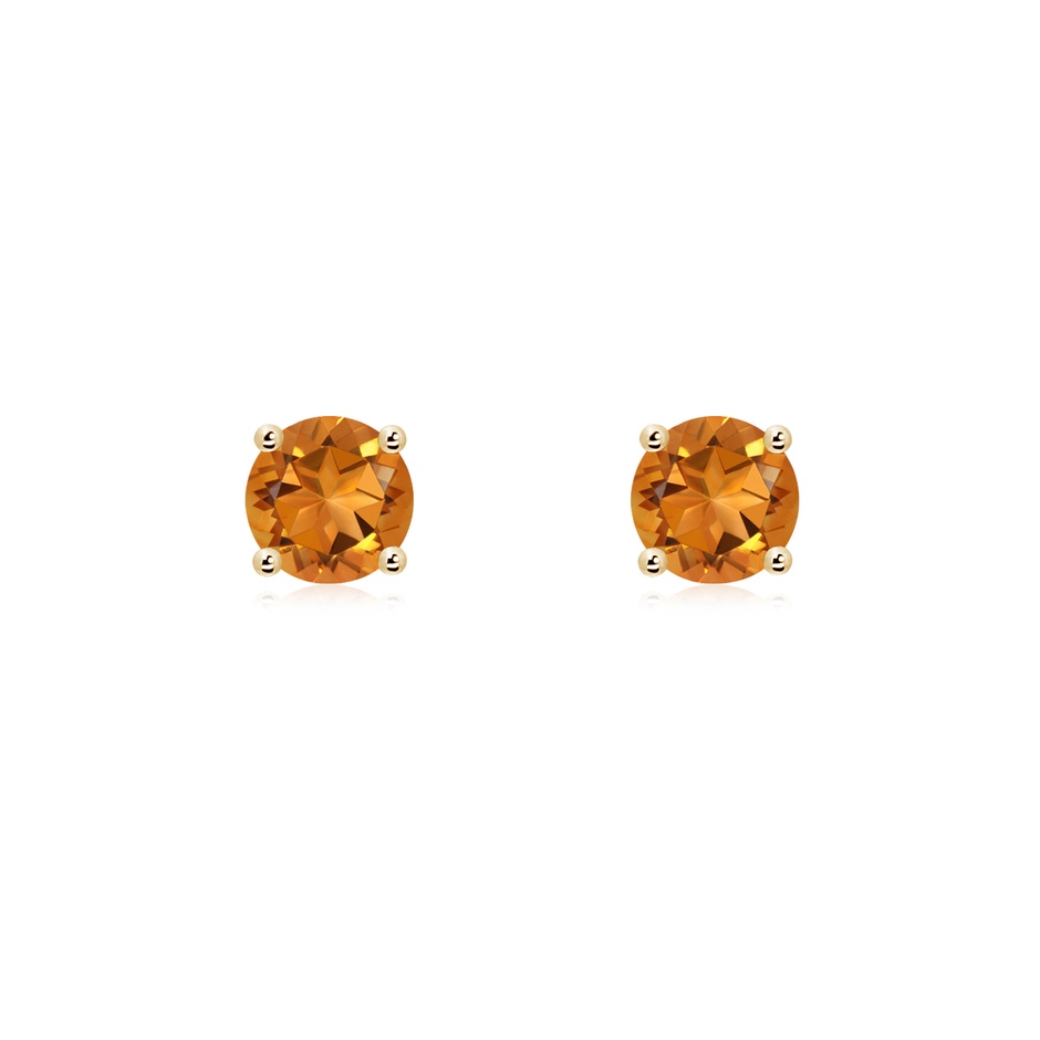 5mm AAA Basket-Set Round Citrine Studs in Yellow Gold 