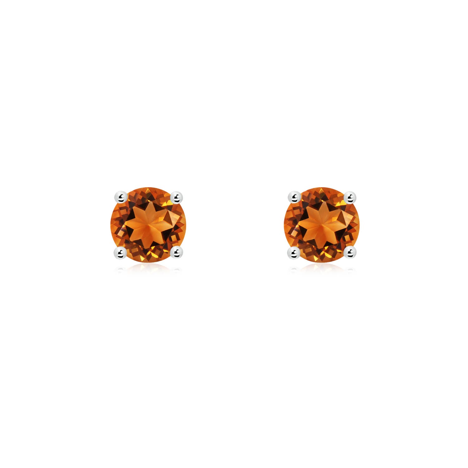 5mm AAAA Basket-Set Round Citrine Studs in S999 Silver