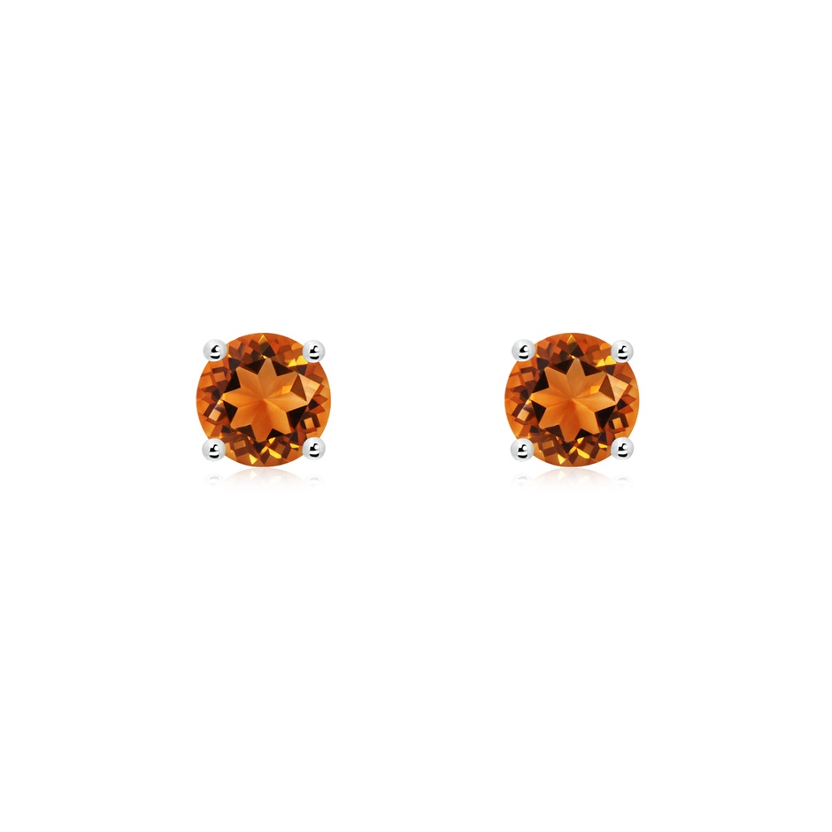 5mm AAAA Basket-Set Round Citrine Studs in White Gold 