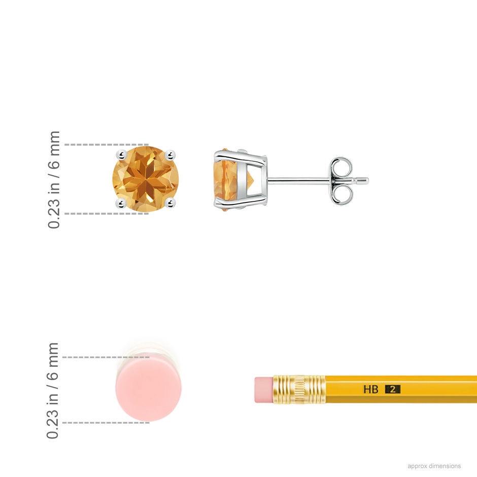 6mm A Basket-Set Round Citrine Studs in White Gold ruler