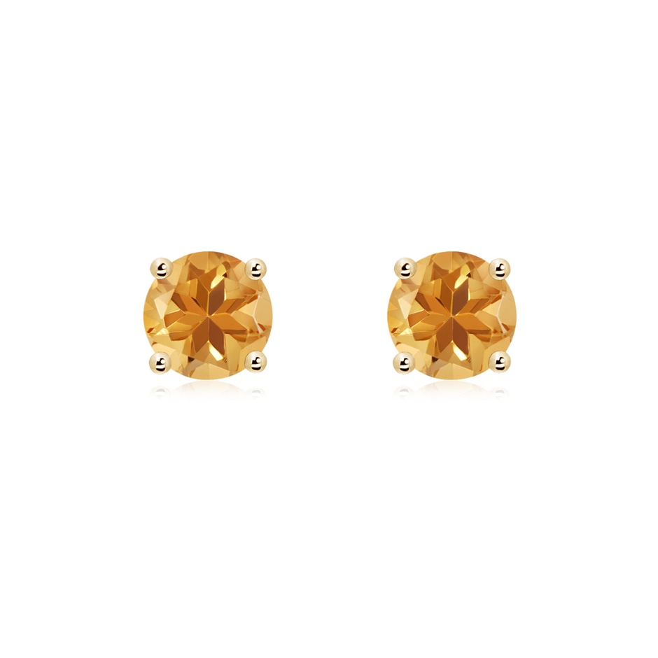 6mm A Basket-Set Round Citrine Studs in Yellow Gold 