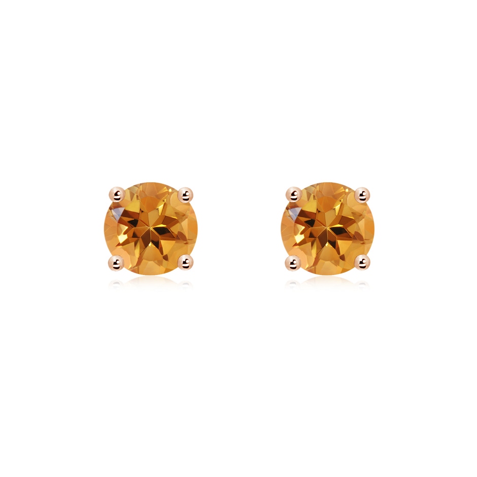 6mm AA Basket-Set Round Citrine Studs in Rose Gold 