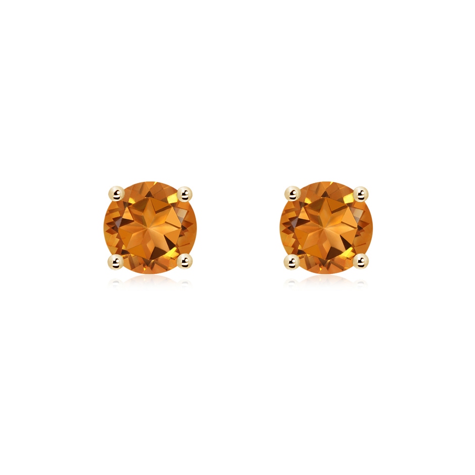6mm AAA Basket-Set Round Citrine Studs in 18K Yellow Gold 