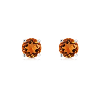 6mm AAAA Basket-Set Round Citrine Studs in White Gold