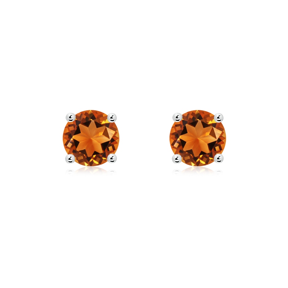 6mm AAAA Basket-Set Round Citrine Studs in White Gold 