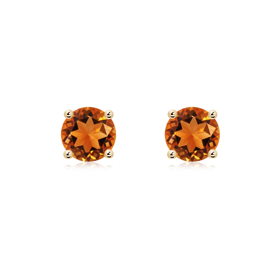 6mm AAAA Basket-Set Round Citrine Studs in Yellow Gold 