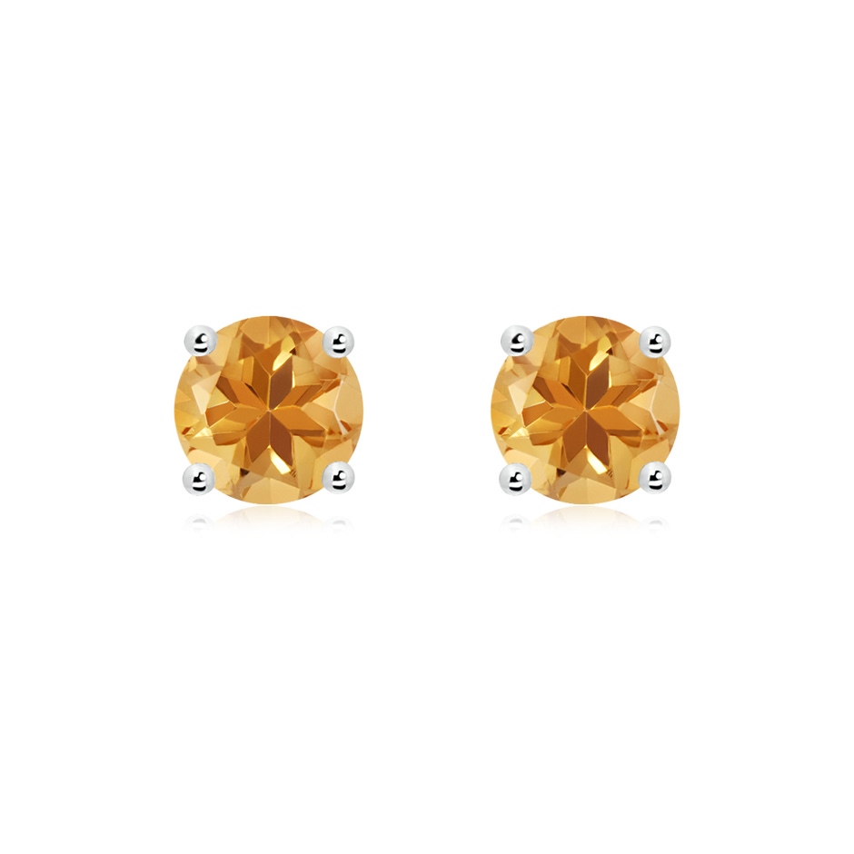 7mm A Basket-Set Round Citrine Studs in White Gold 