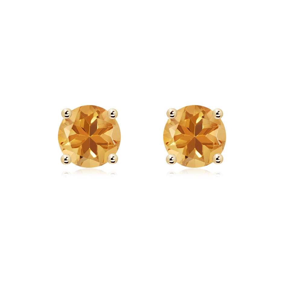 7mm A Basket-Set Round Citrine Studs in Yellow Gold 