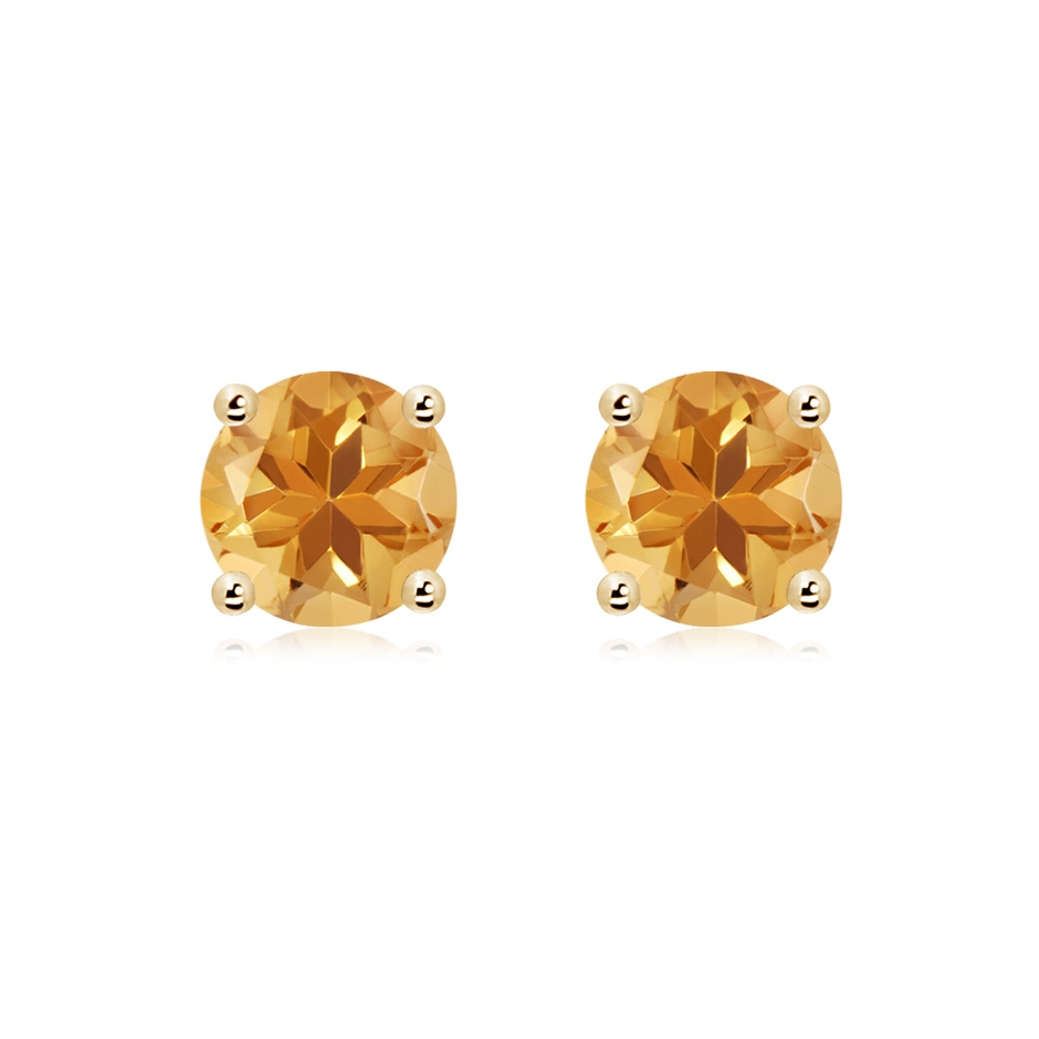 8mm A Basket-Set Round Citrine Studs in 18K Yellow Gold 