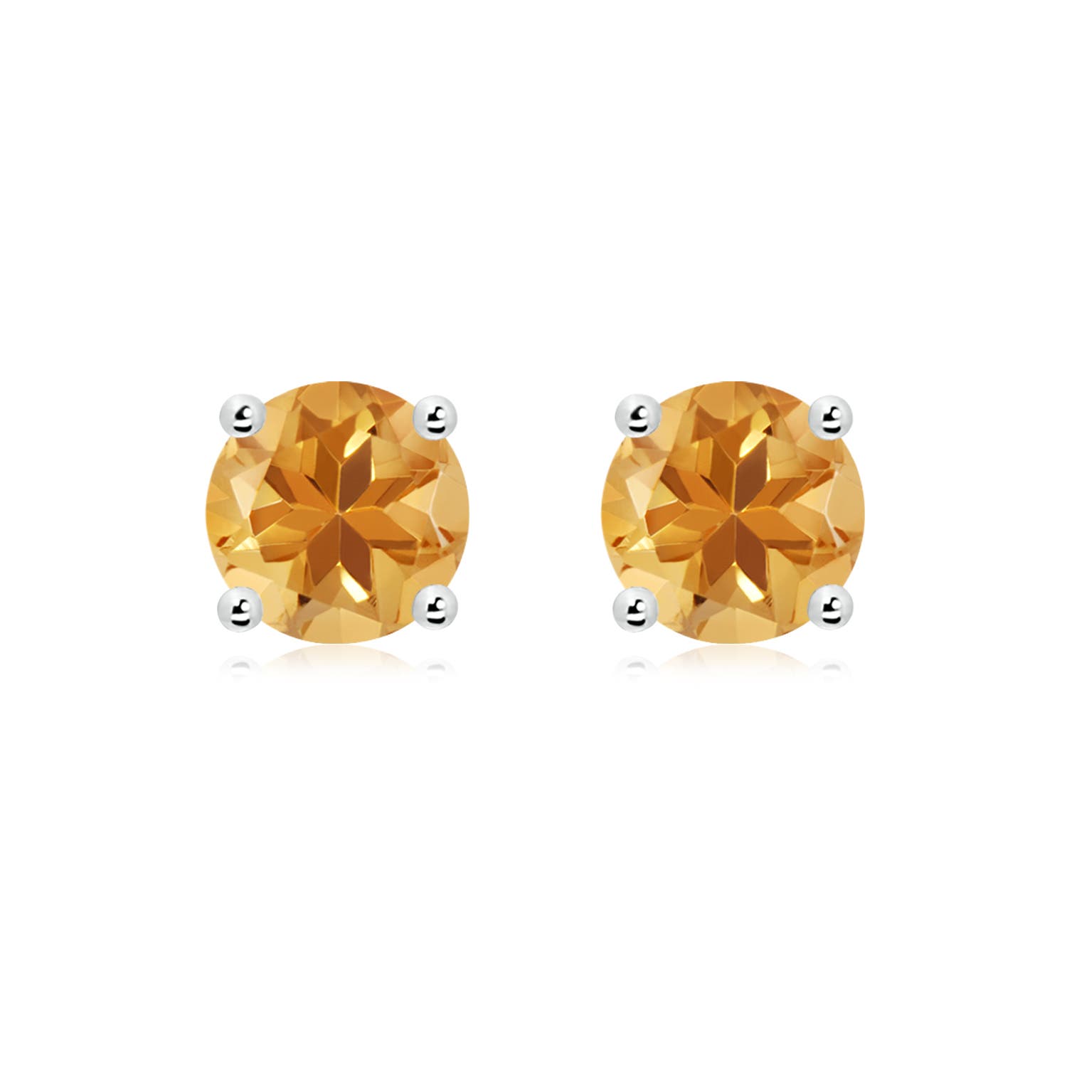 8mm A Basket-Set Round Citrine Studs in P950 Platinum