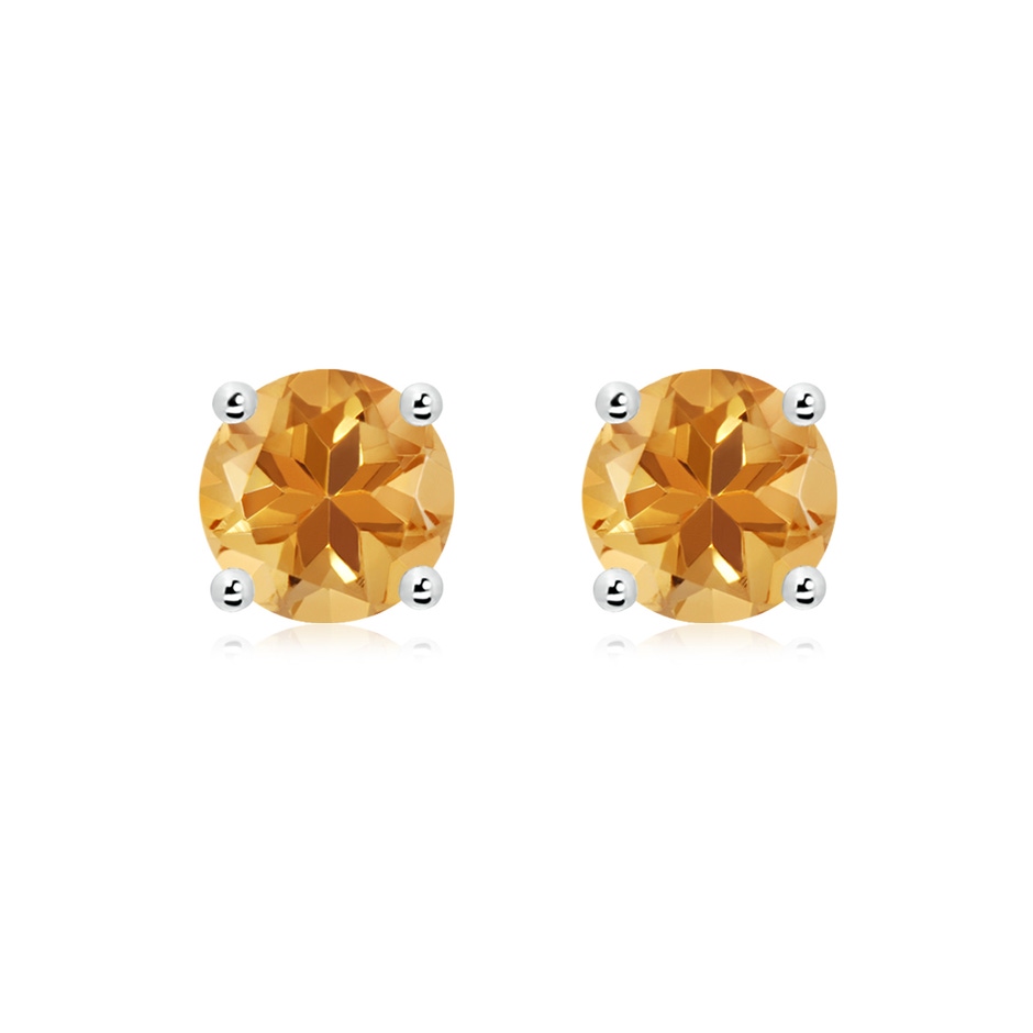 8mm A Basket-Set Round Citrine Studs in White Gold 